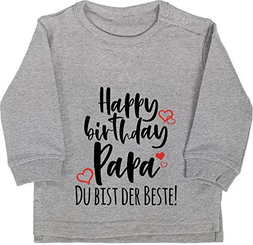 Baby Pullover Jungen Mädchen - Strampler & Junge - Happy Birthday Papa - 12/18 Monate - Grau meliert - dad Pulli Daddy Oberteil Bester Babykleidung Geburtstag Sweatshirt für Alles Gute zum von Shirtracer