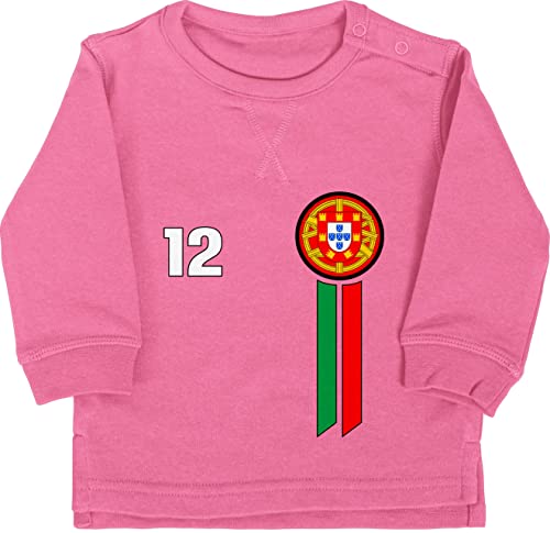 Shirtracer Baby Pullover Jungen Mädchen - 2024 Fussball EM Fanartikel - 12. Mann Portugal Emblem - 18/24 Monate - Pink - fußball Sweatshirt wm Fussball-wm Fan 2023 Europa Europameisterschaft wm2022 von Shirtracer