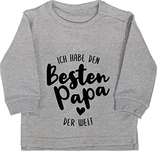 Baby Pullover Jungen Mädchen - Geschenk zum Vatertag - Besten Papa der Welt I - 18/24 Monate - Grau meliert - papatagsgeschenk bester dad pulli vatertagsgeschenk best daddy langarm väter beste von Shirtracer