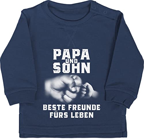 Baby Pullover Jungen Mädchen - Geschenk zum Vatertag - Papa und Sohn Beste Freunde fürs Leben - 6/12 Monate - Navy Blau - papatagsgeschenk Vater Vatertagsgeschenk Faust Daddy väter von Shirtracer