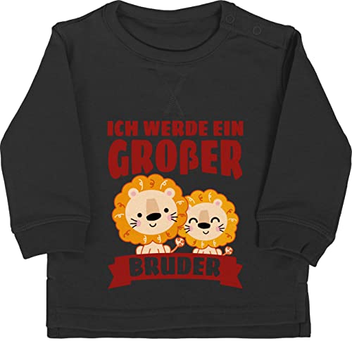 Baby Pullover Jungen Mädchen - Ich werde EIN großer Bruder mit Löwen - braun - 18/24 Monate - Schwarz - große brüder Bald grosser Oberteil 2024 Big bro Langarm Geschenke für Pulli Grosse von Shirtracer