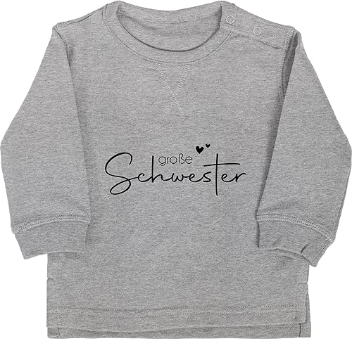 Baby Pullover Jungen Mädchen - Große Schwester - Big Sister - 12/18 Monate - Grau meliert - Schwestern sis Geschenk für Grosse Groesse 2024 verkünden Geschenke großes große+Schwester+Geschenk von Shirtracer