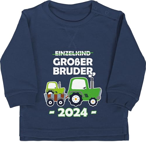 Baby Pullover Jungen Mädchen - Einzelkind Großer Bruder 2024 Traktor - 18/24 Monate - Navy Blau - grosse brüder big brother pulli geschenk 2023 langarm grosser geschenke groser sweatshirt für von Shirtracer