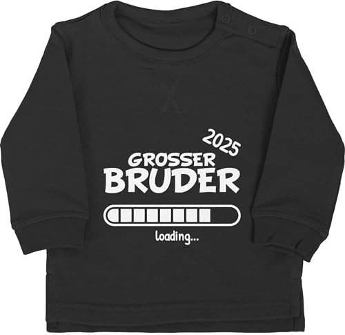 Shirtracer Baby Pullover Jungen Mädchen - Großer Bruder 2025 Loading - 12/18 Monate - Schwarz - Grosse 2024 Geschenk Big Brother grosser Geschenke für große großen brüder bro Langarm größeren werde von Shirtracer