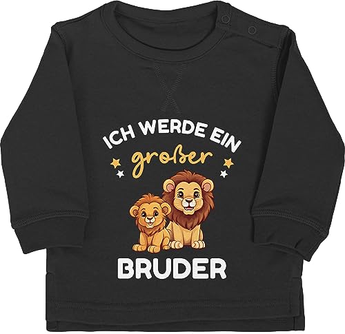 Baby Pullover Jungen Mädchen - - Ich werde großer Bruder Geschenk Löwen - 6/12 Monate - Schwarz - Grosse brüder großen 2024 Geschenke grosser Big bro Brother große großer+Bruder 2023 Pulli von Shirtracer