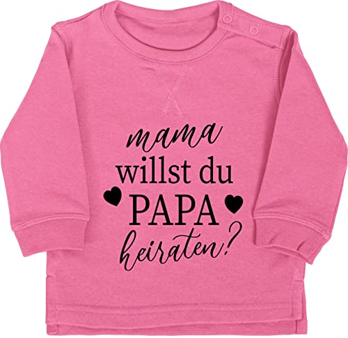 Baby Pullover Jungen Mädchen - Hochzeit - Mama willst du Papa heiraten? - schwarz - 12/18 Monate - Pink - Pulli heiraten Langarm Meinen Sweatshirt Babykleidung hochzeitsantrag heiratsantrag pullis von Shirtracer