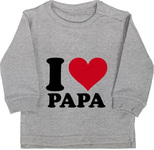 Baby Pullover Jungen Mädchen - I Love Papa - 18/24 Monate - Grau meliert - vatertag vaterchen baby-kleidung dad daddy babykleidung vatertagsgeschenk liebe papas my vater bester daddys u papi ich von Shirtracer