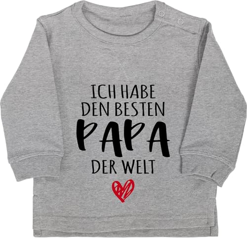 Baby Pullover Jungen Mädchen - Ich Habe den besten Papa der Welt - Bester Papa ist der Beste - 18/24 Monate - Grau meliert - Geschenk von Shirtracer