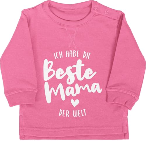 Baby Pullover Jungen Mädchen - Ich Habe die Beste Mama der Welt - 12/18 Monate - Pink - muddi mamatags Sweatshirt Mamas Best Mother Sweater Mutter tollste Pulli muttertagsgeschenk ist Mommy hab von Shirtracer