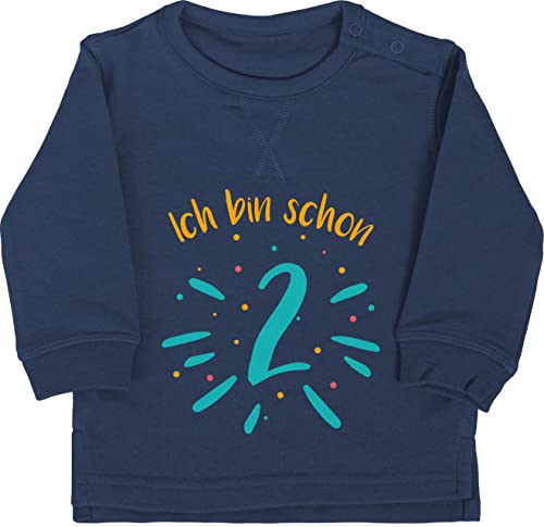 Shirtracer Baby Pullover Jungen Mädchen - 2. Geburtstag - Ich Bin Schon Zwei Konfetti bunt - 18/24 Monate - Navy Blau - 2 Jahre Kindergeburtstag Birthday Geschenk jähriger Geburtstagsparty nr von Shirtracer