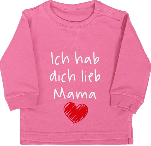 Baby Pullover Jungen Mädchen - Ich hab dich lieb Mama Herz weiß - 6/12 Monate - Pink - muddi mütter mamas i love mutter liebe muttertagsgeschenk you mommy meine muttertag mother's day mutti von Shirtracer