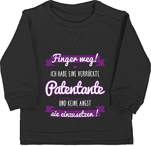 Baby Pullover Jungen Mädchen - Ich habe eine verrückte Patentante - Geschenk - 18/24 Monate - Schwarz - patenkind ist verrückt pulli patin taufgeschenke schlabberlatz sweatshirt goti taufpatin von Shirtracer