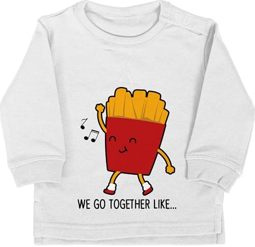 Baby Pullover Jungen Mädchen - Karneval & Fasching - We go together like... Pommes - 12/18 Monate - Grau meliert - fastnacht statement faschings fasnacht karnevals verkleidung kinderfasching von Shirtracer