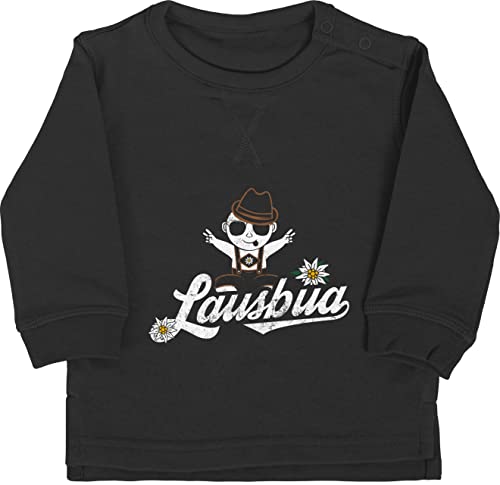 Shirtracer Pullover Jungen Mädchen - Kompatibel mit Oktoberfest Outfit - Lausbua Baby I Wiesn Lustig Witzig - 18/24 Monate - Schwarz - oktoberfestkleidung boarische Volksfest Tracht Bavarian Trachten von Shirtracer