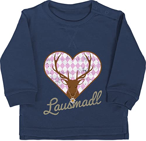 Baby Pullover Jungen Mädchen - Kompatibel mit Oktoberfest Outfit - Lausmadl Hirsch - 12/18 Monate - Navy Blau - Oktober Tracht boarische bayerische pullis Bavarian bayerisch hirschen Sweatshirt von Shirtracer