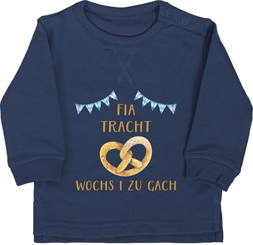 Baby Pullover Jungen Mädchen - Kompatibel mit Oktoberfest Outfit - Fia Tracht wochs I zu Gach | Lustiges Volksfest Design für Kinder und Jugendliche | Witziges Motiv - 6/12 Monate - Navy Blau von Shirtracer