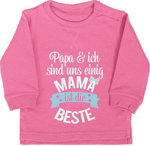 Baby Pullover Jungen Mädchen - Mama ist die Beste I - 18/24 Monate - Pink - geschenk für mutter zur geburt muddi best mom langarm geschenke eltern mamas sweater muttertagsgeschenk mum pulli mommy von Shirtracer
