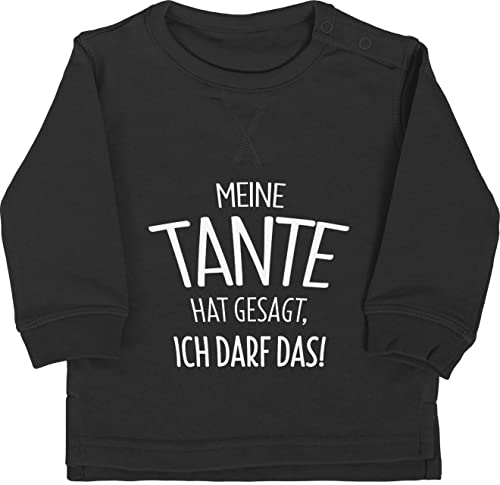 Baby Pullover Jungen Mädchen - Meine Tante hat gesagt ich darf das - 12/18 Monate - Schwarz - pulli aunt tanten baby-kleidung babygeschenke von auntie langarm geschenk tantes liebling pullis von Shirtracer