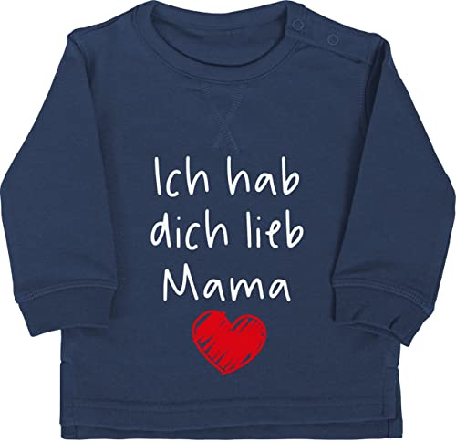 Baby Pullover Jungen Mädchen - Ich hab dich lieb Mama Herz weiß - 12/18 Monate - Navy Blau - muddi mütter mamas i love mutter liebe muttertagsgeschenk meine mommy muttertag mother's day mutti von Shirtracer