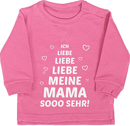 Baby Pullover Jungen Mädchen - Ich liebe meine Mama so sehr - 6/12 Monate - Pink - i love my mum muddi zum 1. muttertag babykleidung mamas mom pulli mutter baby-kleidung muttertagsgeschenk langarm von Shirtracer