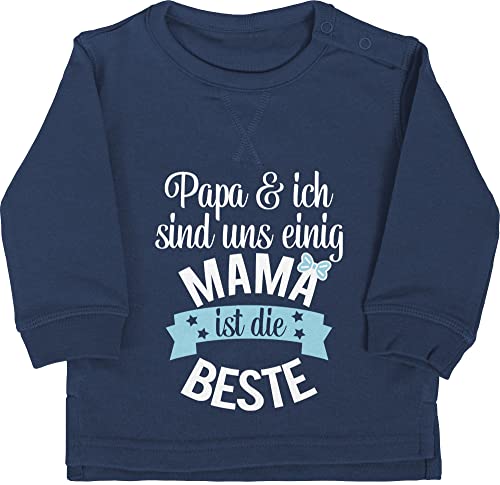 Baby Pullover Jungen Mädchen - Mama ist die Beste I - 12/18 Monate - Navy Blau - Geschenk Fuer Mutter muttertagsgeschenk für mütter besten Mamas Mothers muttertags Baby-Mama muttertaggeschenke von Shirtracer