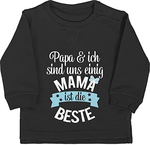 Baby Pullover Jungen Mädchen - Mama ist die Beste I - 6/12 Monate - Schwarz - oberteil geschenke für geburt mutter mutti langarm geschenk zur mama's mamas sweatshirt muttertagsgeschenke dein von Shirtracer