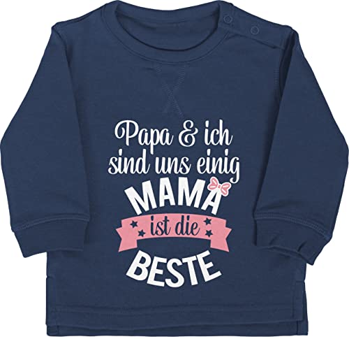 Baby Pullover Jungen Mädchen - Mama ist die Beste I Weltbeste Mutti - 12/18 Monate - Navy Blau - besten Mamas Geschenk Fuer Mutter mütter Mothers Day für Geschenke besondere lieben 2024 mom and von Shirtracer