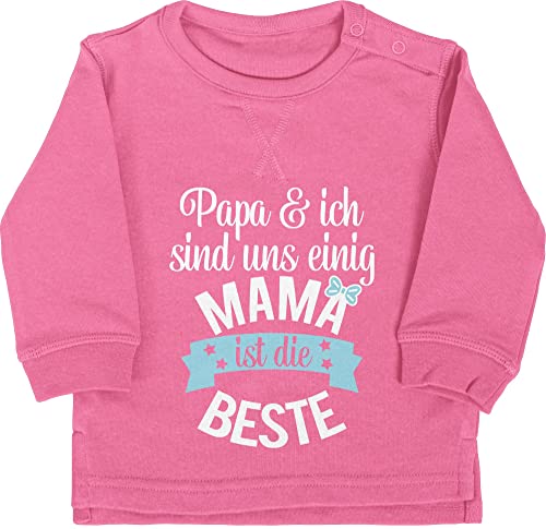 Baby Pullover Jungen Mädchen - Mama ist die Beste I - 12/18 Monate - Pink - pullis fuer mutter geburt geschenk sweatshirt mutti muttertagsgeschenk pulli mami für geschenke besondere lieben 2024 von Shirtracer