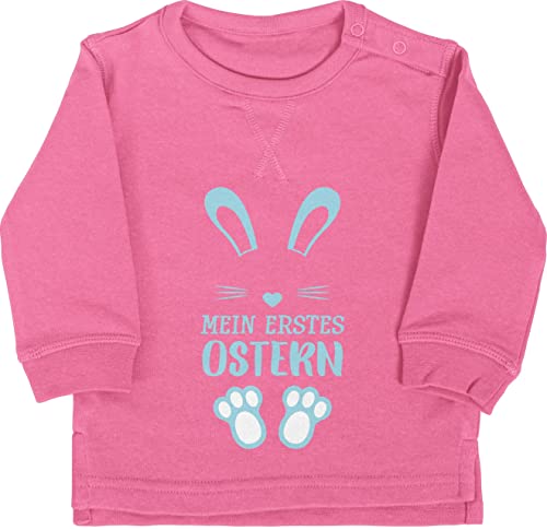 Baby Pullover Jungen Mädchen - Ostergeschenke - Mein erstes Ostern - Hase - 6/12 Monate - Pink - outfit easter hasi babykleidung ostermotiv hasen pulli oster bunny langarm osterfest 1.ostern von Shirtracer