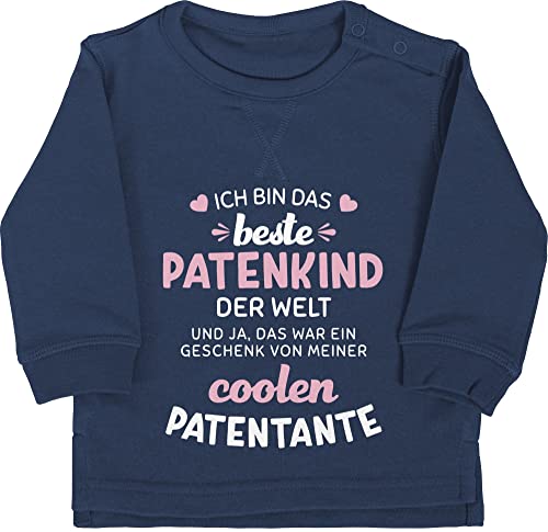 Baby Pullover Jungen Mädchen - Ich Bin das Beste Patenkind der Welt weiß/rosa - 6/12 Monate - Navy Blau - Patentante partentante bestes Babykleidung patentanten coolste Pulli godi Baby-Kleidung von Shirtracer