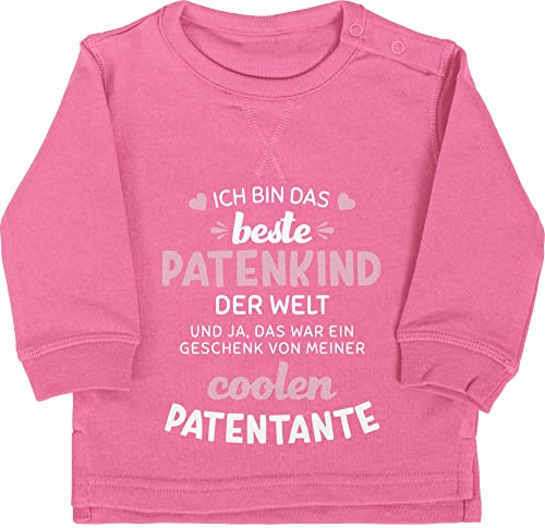 Baby Pullover Jungen Mädchen - Patentante - Ich Bin das Beste Patenkind der Welt weiß/rosa - 6/12 Monate - Pink - partentante bestes Babykleidung patentanten coolste Pulli godi Baby-Kleidung Patin von Shirtracer