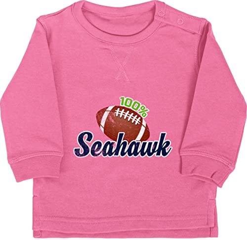 Baby Pullover Jungen Mädchen - Sport & Bewegung - 100% Seahawk - 6/12 Monate - Pink - American Football Football/Seahawks von Shirtracer