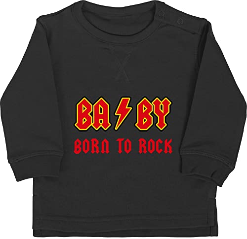 Shirtracer Baby Pullover Jungen Mädchen - Sprüche - BA by Born to Rock Rot - 12/18 Monate - Schwarz - mit Aufschrift Rocker Langarm babygeschenke lustig Sweater sprüche. Pulli babysprüche Sweatshirt von Shirtracer