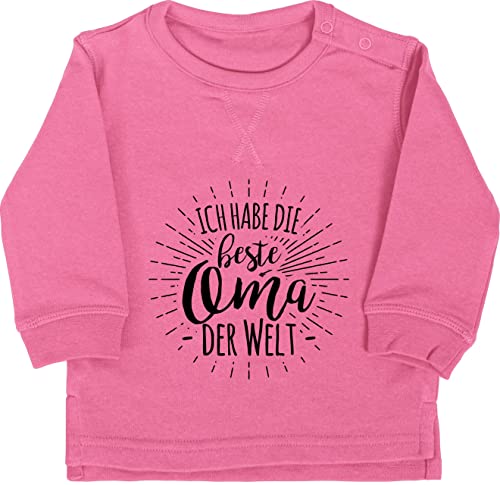 Baby Pullover Jungen Mädchen - Sprüche - Ich habe die beste Oma der Welt - 18/24 Monate - Pink - mit spruch auf baby-kleidung lustige babygeschenke omi sweatshirt babygeschenk lustig hab pulli von Shirtracer