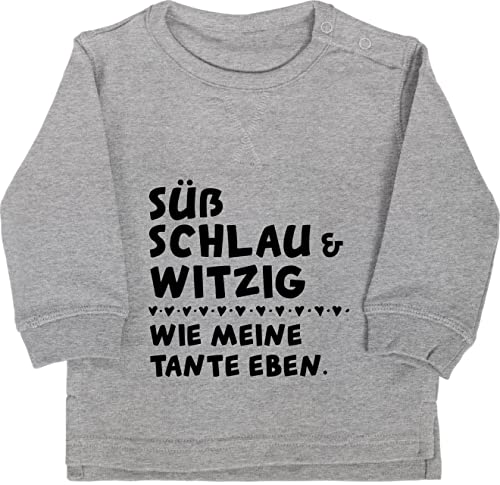 Baby Pullover Jungen Mädchen - Sprüche - Süß schlau und witzig : wie Meine Tante eben - 12/18 Monate - Grau meliert - für Neffen lustige babygeschenke von mit sprüchen Drauf süß, spruche von Shirtracer