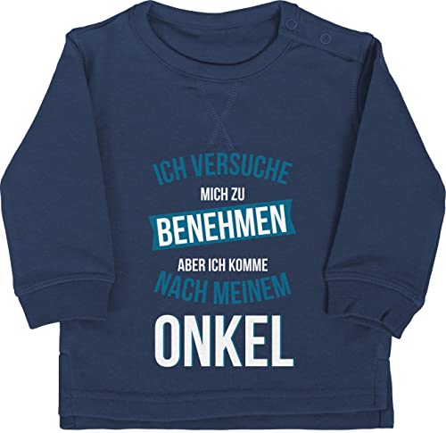 Baby Pullover Jungen Mädchen - Sprüche - Versuche mich zu benehmen komme nach Papa - 18/24 Monate - Navy Blau - lustige babygeschenke superdad oberteil mit sprüchen drauf vater langarm sprüche. von Shirtracer