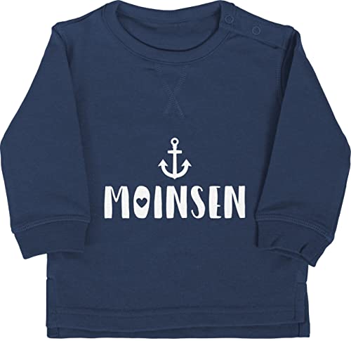 Shirtracer Baby Pullover Jungen Mädchen - Sprüche - Moinsen - 12/18 Monate - Navy Blau - Hamburger bz31 Spruch Hamburg Sweater mit Aufschrift Anker Sweatshirt sprüchen moinzen babysprüche Moin von Shirtracer