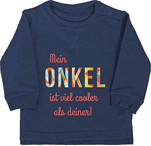 Baby Pullover Jungen Mädchen - Strampler & Junge - Mein Onkel ist viel Cooler als deiner - 12/18 Monate - Navy Blau - Sachen für Neugeborene Uncle pullis zur Geburt Beste mit sprüchen Bester von Shirtracer
