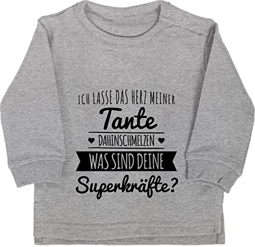 Baby Pullover Jungen Mädchen - Tante Herz dahinschmelzen - 6/12 Monate - Grau meliert - Outfit Beste Aunt teyze Pulli tantes tanten Babykleidung Geschenk Auntie Baby-Kleidung babygeschenke von von Shirtracer