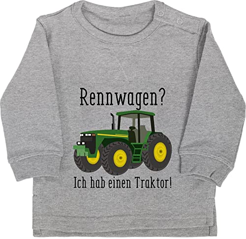 Baby Pullover Jungen Mädchen - Traktoren - Rennwagen Ich Habe einen Traktor - Geschenk Landwirt Trecker Bauer Geschenkidee Landwirtschaft Landwirte - 6/12 Monate - Grau meliert - traktormotiv Pulli von Shirtracer