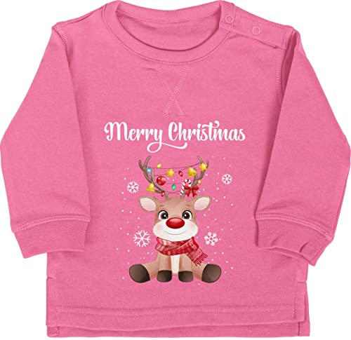 Shirtracer Baby Pullover Jungen Mädchen - Weihnachten Geschenke - Merry Christmas - süßes Rentier mit Lichterkette - 18/24 Monate - Pink - weihnachtliches weihnqchts weinacht x-.Mas weinachst von Shirtracer