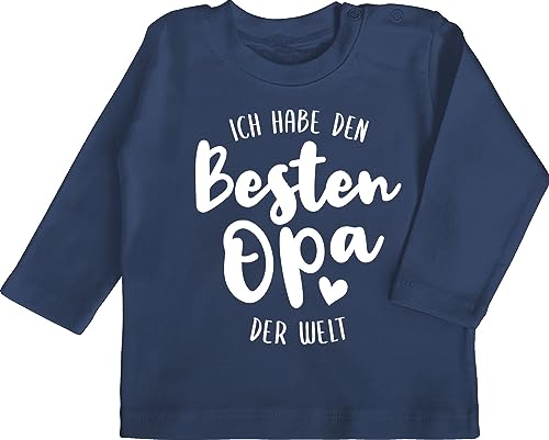 Baby Langarmshirt - Strampler Mädchen & Junge - Ich habe den besten Opa der Welt - 12/18 Monate - Navy Blau - lustige sprüche bester t- shirt babysachen mit sprüchen ist beste t shirts von Shirtracer