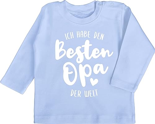 Baby Langarmshirt - Strampler Mädchen & Junge - Ich Habe den besten Opa der Welt - 3/6 Monate - Babyblau - sprüche Beste babysachen Spruch Bester Babykleidung spruche ist Shirts sprüchen hab von Shirtracer