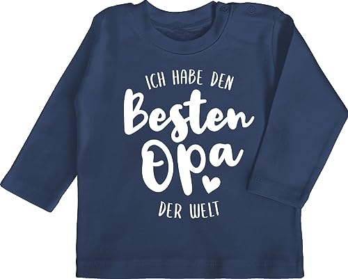 Baby Langarmshirt - Strampler Mädchen & Junge - Ich Habe den besten Opa der Welt - 6/12 Monate - Navy Blau - Shirt babygeschenke lustig Shirts mit sprüchen Drauf Tshirt von Shirtracer