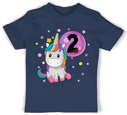 Baby T-Shirt Jungen - 2. - Einhorn 2 Geburtstag Mädchen Kindergeburtstag 2 Jahre - 18/24 Monate - Navy Blau - Zwei Jahren Shirt Tshirt Birthday t Junge Geschenk Geburtstagsgeschenk für ich Bin von Shirtracer