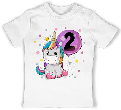 Baby T-Shirt Jungen - 2. - Einhorn 2 Geburtstag Mädchen Kindergeburtstag 2 Jahre - 18/24 Monate - Weiß - Shirt Tshirt Outfit t Junge Kleidung geburtstagsshirt+2+Jahre Birthday Zwei Jahren t-Shirts von Shirtracer