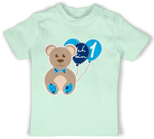 Baby T-Shirt Mädchen Jungen - 1. Geburtstag - Ich Bin eins Junge Bär Luftballons Erster - 12/18 Monate - Mintgrün - First Birthday Girl Outfit geburtstagsshirt+1+Jahr 1 Jahr 1.Geburtstag Tshirt Baby T-Shirt Mädchen Jungen - 1. Geburtstag - Ich Bin eins Junge Bär Luftballons Erster - 12/18 Monate - Mintgrün - First Birthday Girl Outfit geburtstagsshirt+1+Jahr 1 Jahr 1.Geburtstag Tshirt von Shirtracer