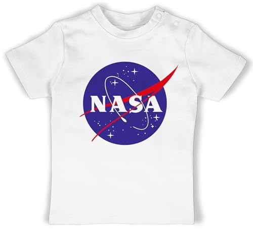 Baby T-Shirt Mädchen Jungen - Aktuelle Trends - NASA Meatball Logo - 18/24 Monate - Weiß - jungsgeschenke t Shirt Space Tshirt Astronaut Patch Nerds & Geeks von Shirtracer