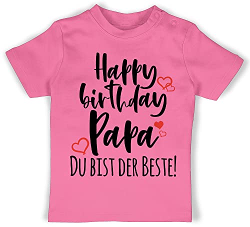 Baby T-Shirt Mädchen Jungen - Strampler & Junge - Happy Birthday Papa - 12/18 Monate - Pink - Tshirt dad Shirt Geburtstag für Shirts Kurzarm Alles Gute zum babyshirts Bester thsirt Daddy t-Shirts von Shirtracer