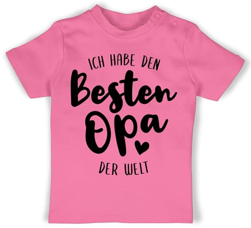Baby T-Shirt Mädchen Jungen - Strampler & Junge - Ich Habe den besten Opa der Welt schwarz - 1/3 Monate - Pink - kindershirts mit lustigen sprüchen witzige sprüche hab t- Shirts Tshirt Spruch von Shirtracer